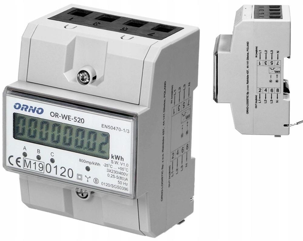 

Licznik Energii Elektrycznej Prądu 3 Fazowy 80A