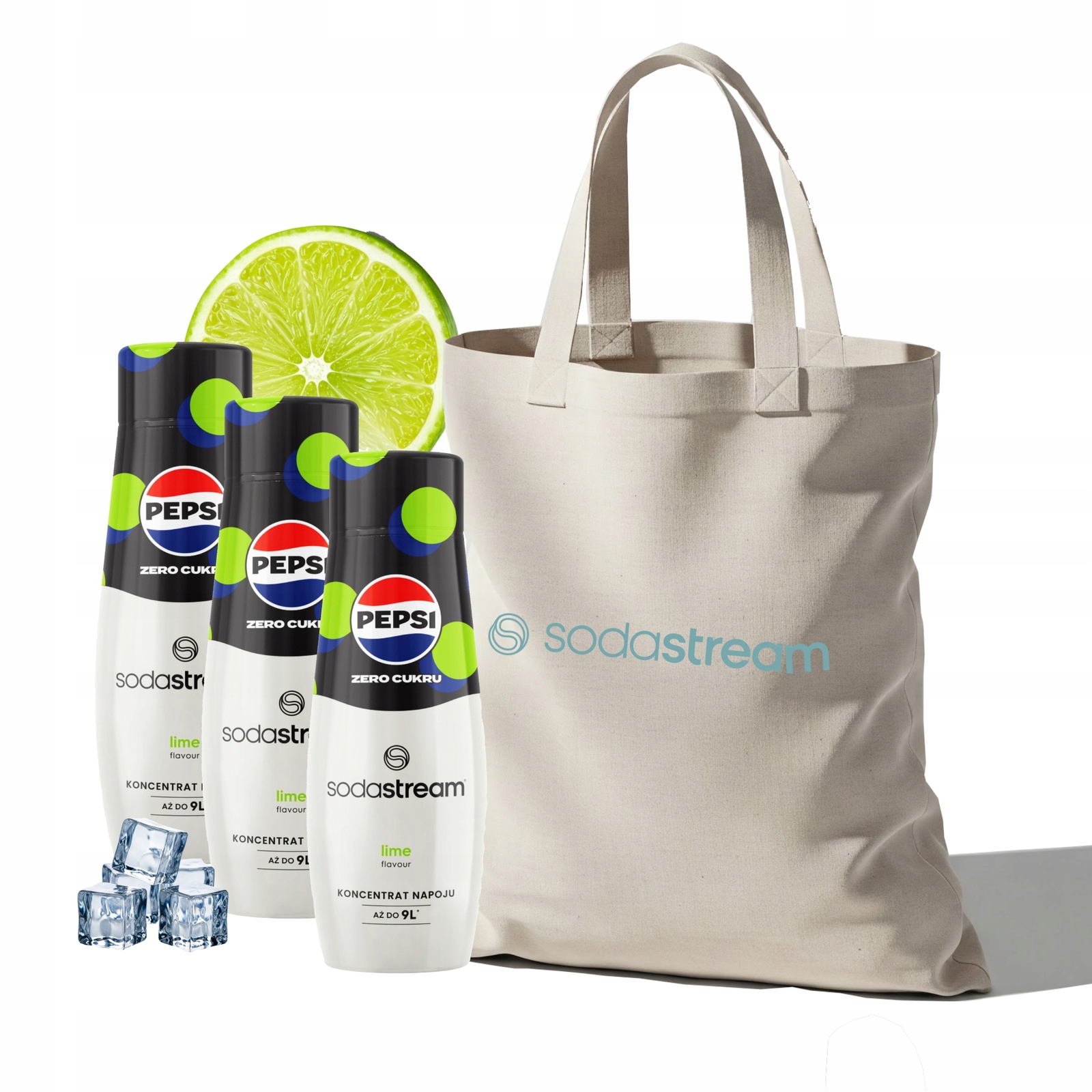 Zestaw Syrop do wody SodaStream Pepsi Lime Zero 3x440 ml Torba
