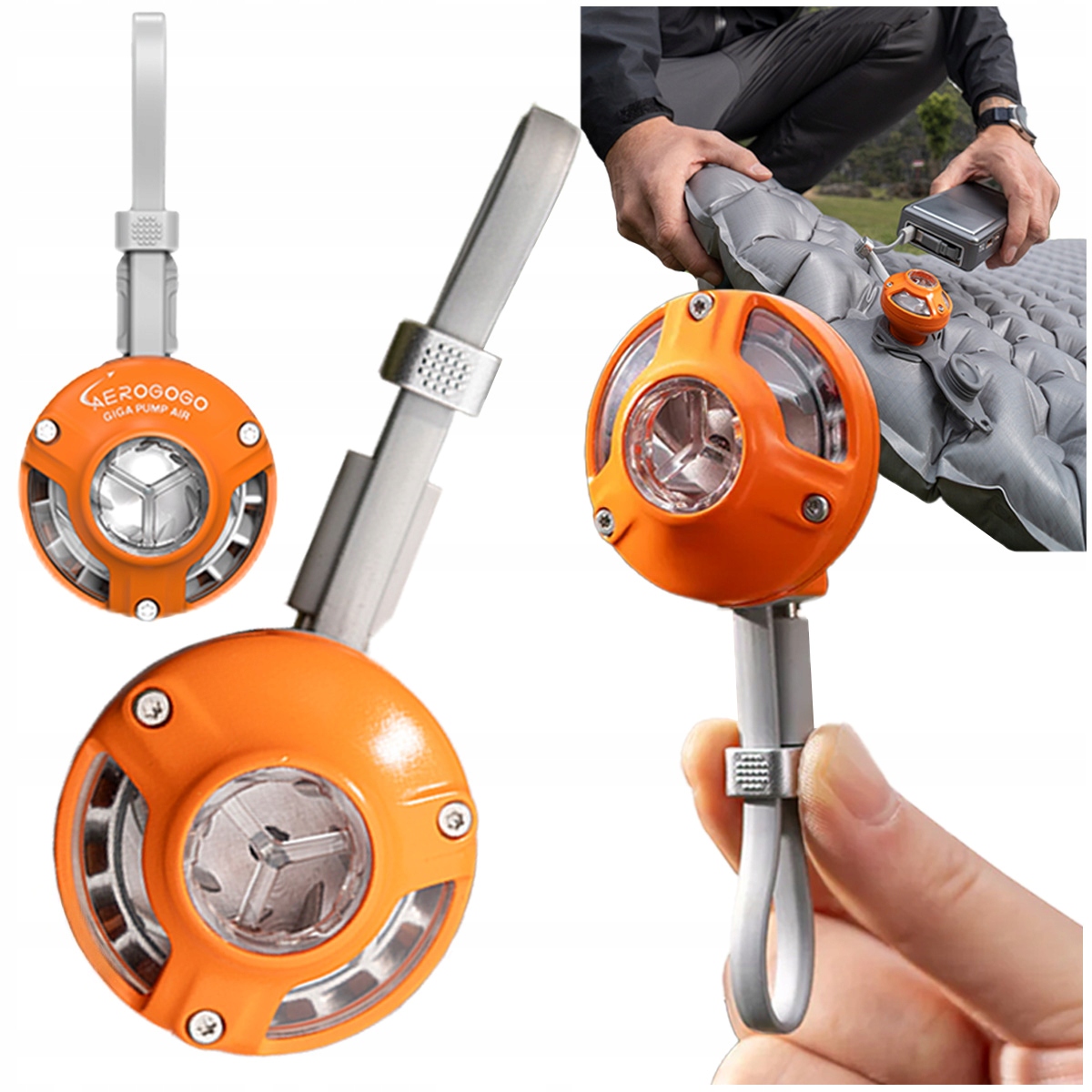 Pompka Aerogogo Mała do powerbanku telefonu podróżna kompaktowa Usb-c