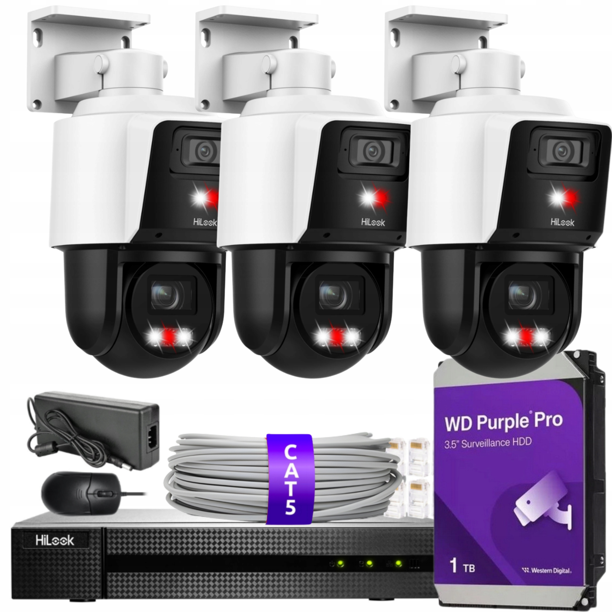 Zestaw Monitoringu 3 Kamery 8MPX Aplikacja PoE Hilook By Hikvision