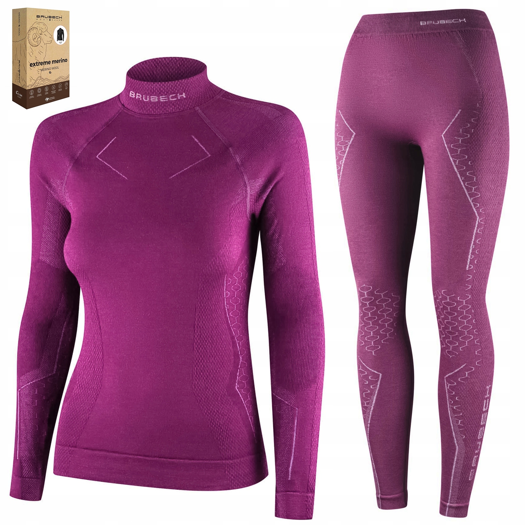 Termoaktivní vlněné spodní prádlo Brubeck Merino Komplet Mikina Kalhoty XL