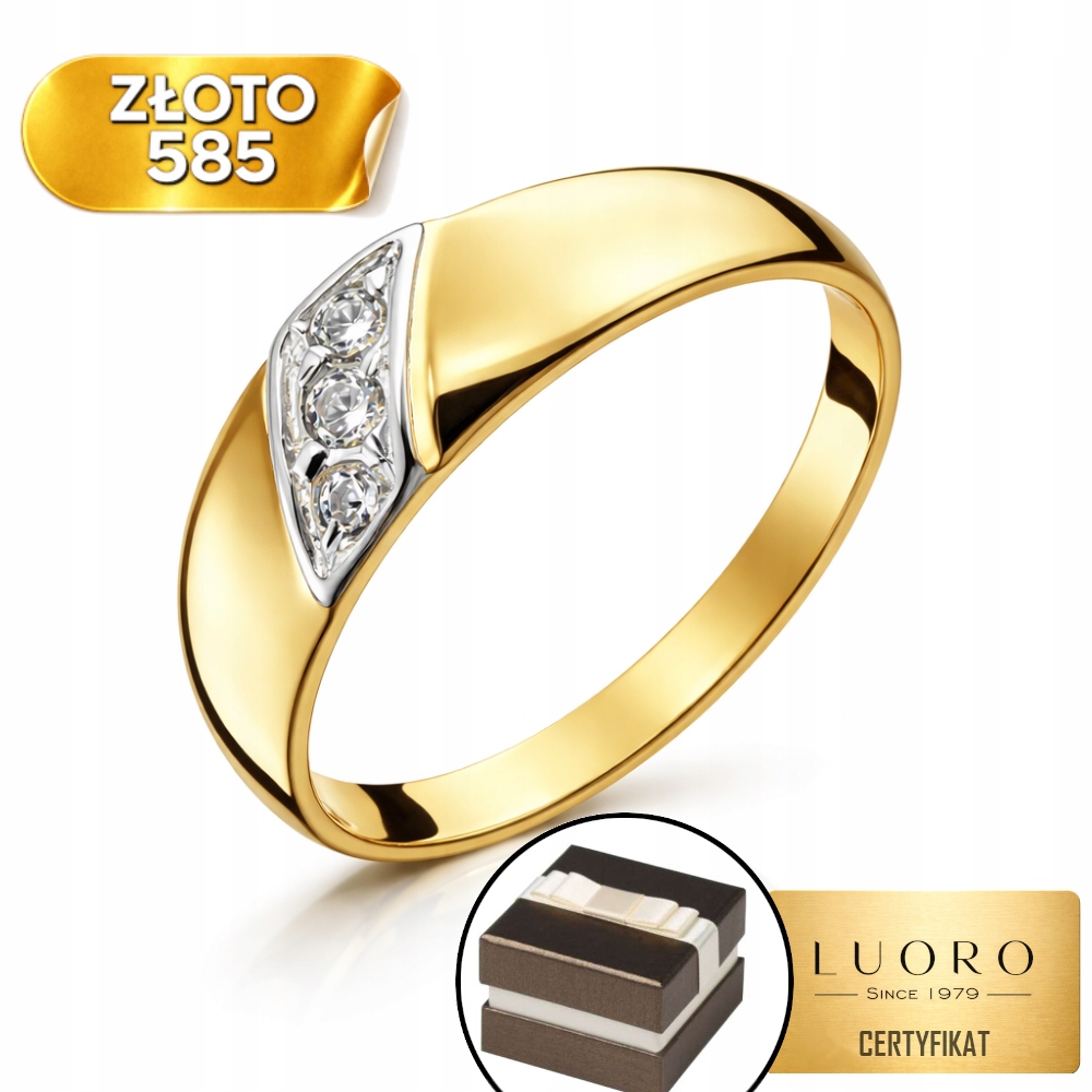 Prstýnek 585 14K Se Zirkony, Jemný, Žlutý, Velikost 16