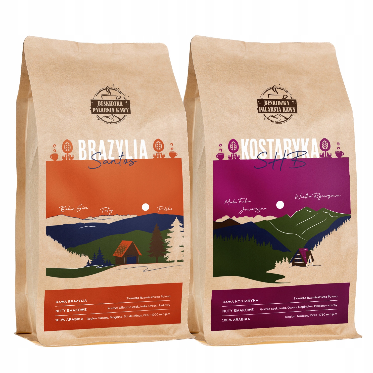 Levně Čerstvě Pražená Káva Zrnková Brazílie Kostarika 2x500g 100% Arabica