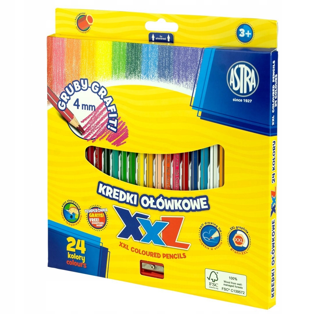 

Kredki ołówkowe Astra 24 gruby grafit 4mm