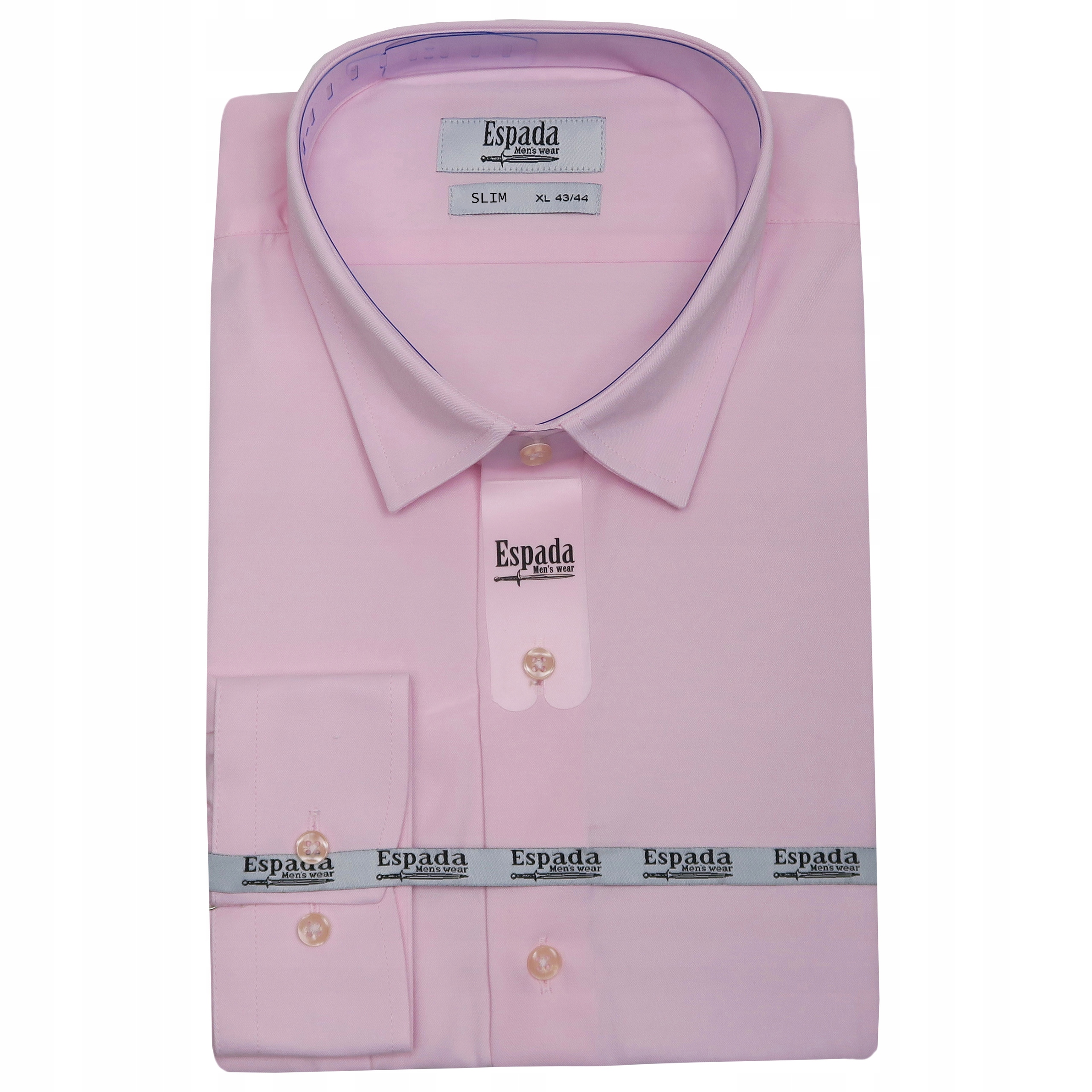 Ekskluzywna różowa Koszula Męska L 41-42 Slim długi rękaw kołnierzyk modna