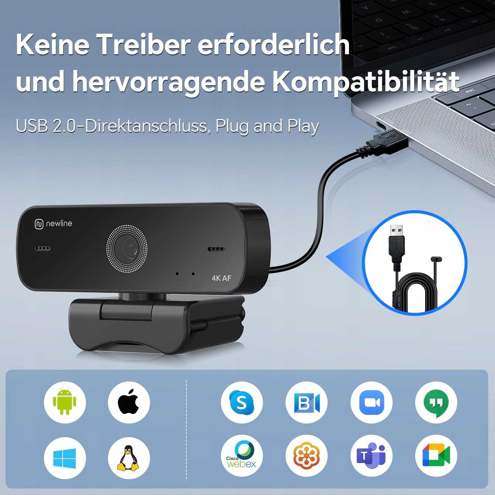 N WEBCAM 4K 30FPS KAMERA PC Z MIKROFONAMI SONY SENSOR USB HD DO MAC SKYPE — miniatura 6