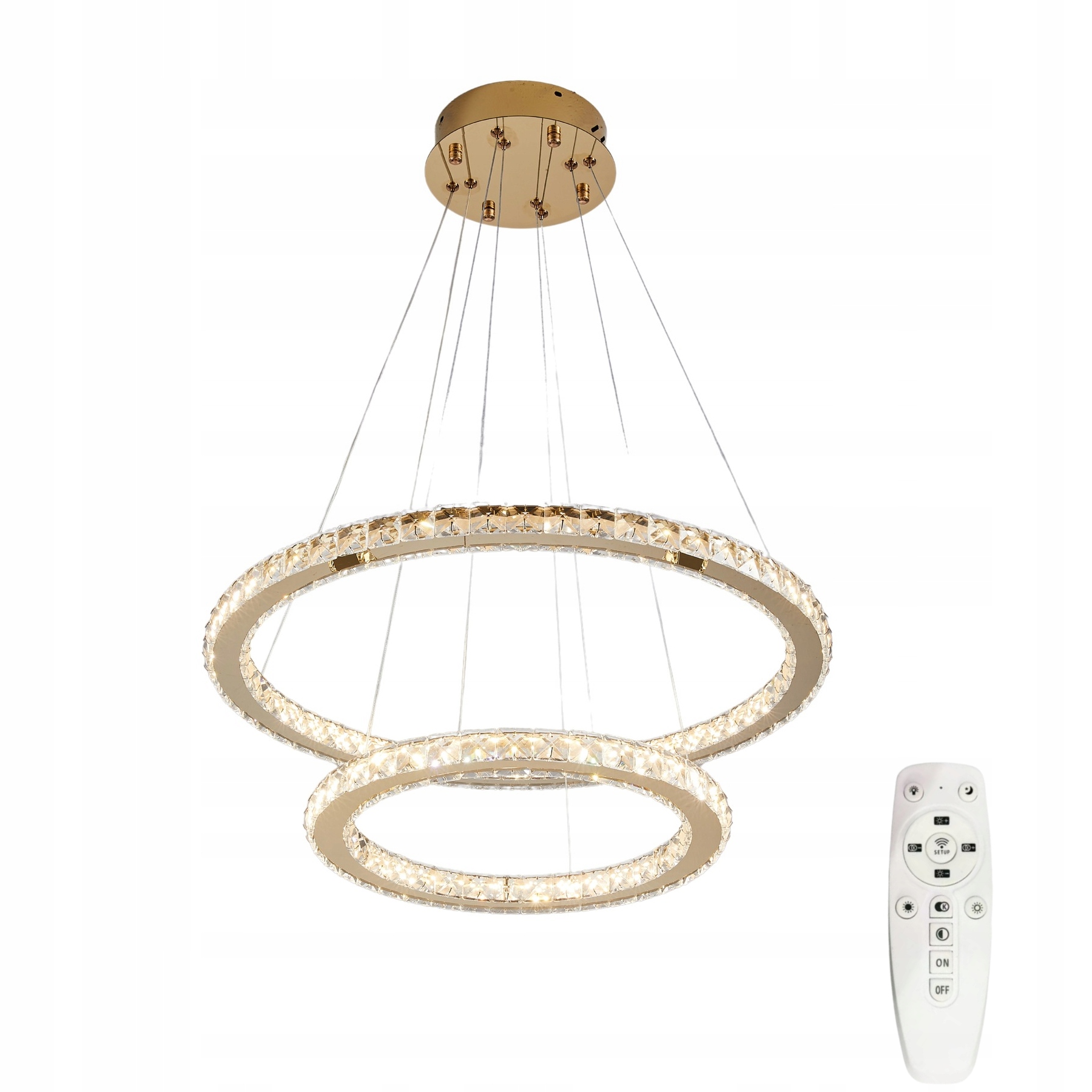 Lampa Sufitowa Wisząca Żyrandol Led 30/50CM Glamour Kryształowa Z Pilotem