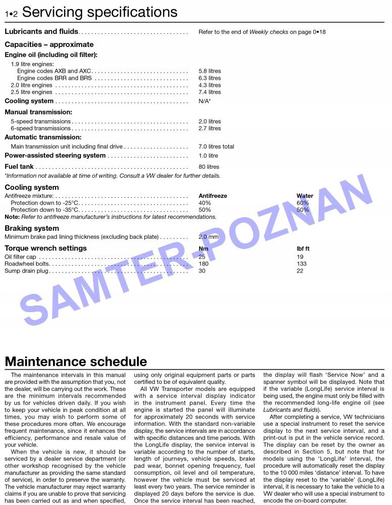 VW Bus Transporter T5 2003-2015 Haynes manual