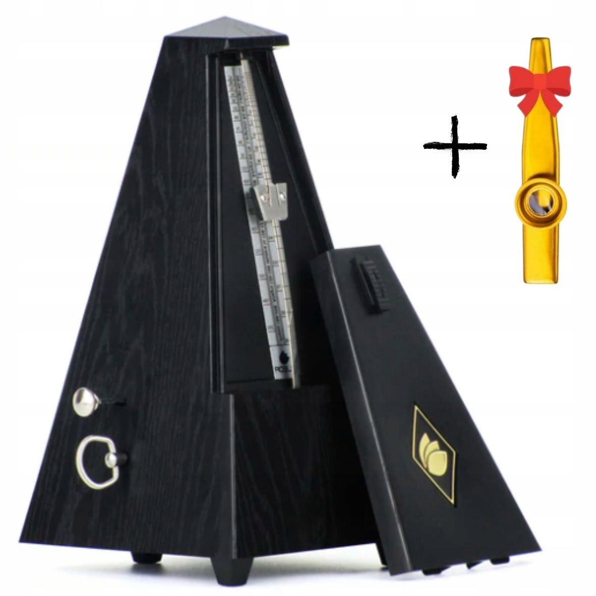 Metronom Fleor mechanický s natahovacím zvonkem černý Premium, přesný