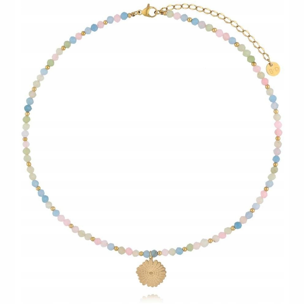 Náhrdelník By Dziubeka vícebarevný květ morganit 44 cm