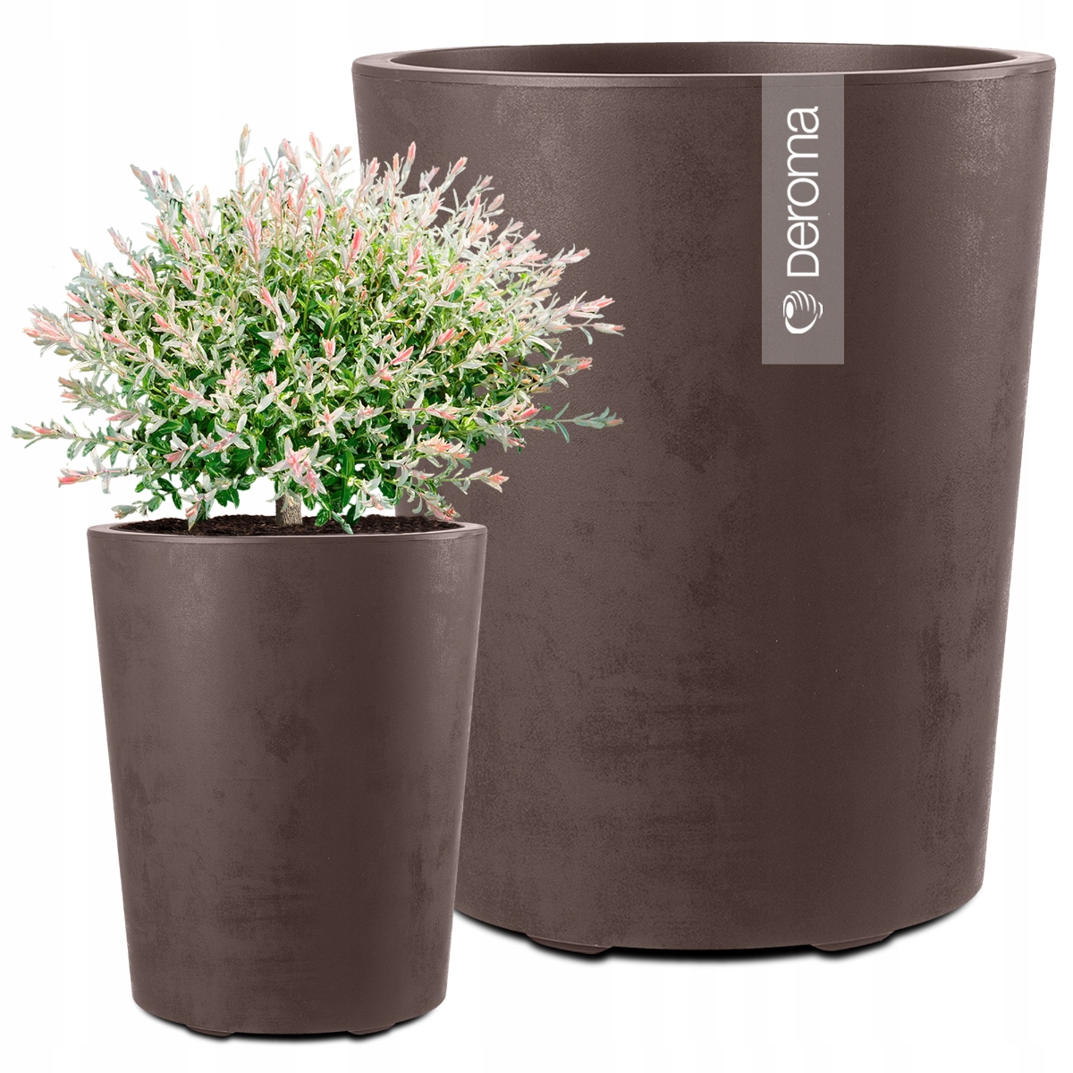 Donica Doniczka Okrągła Deroma Efekt Betonu 43,5CM Millennium Brązowa