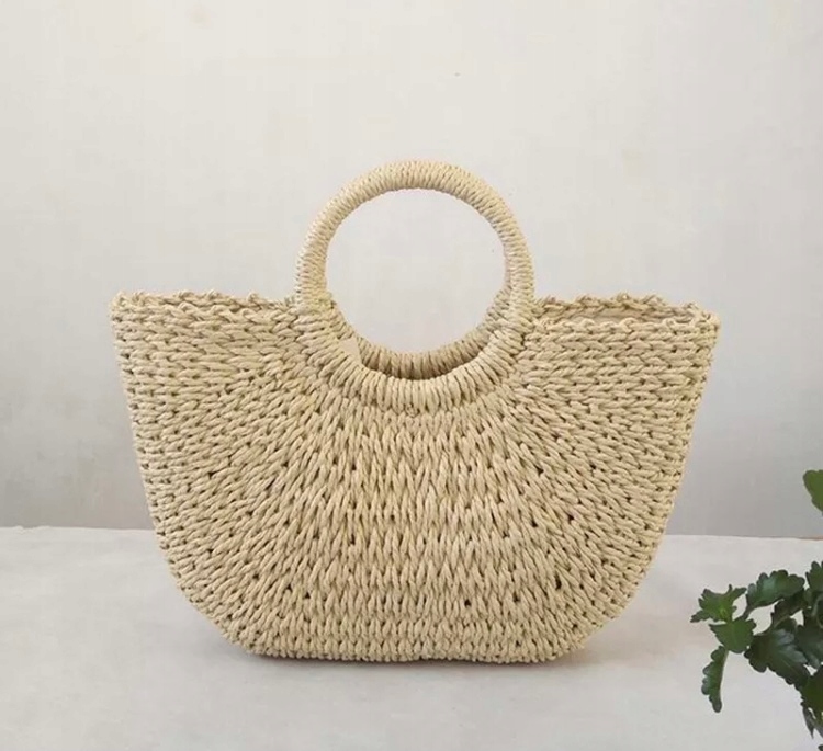 Torebka koszyk słoma zjh6585 Wzór dominujący geometryczny