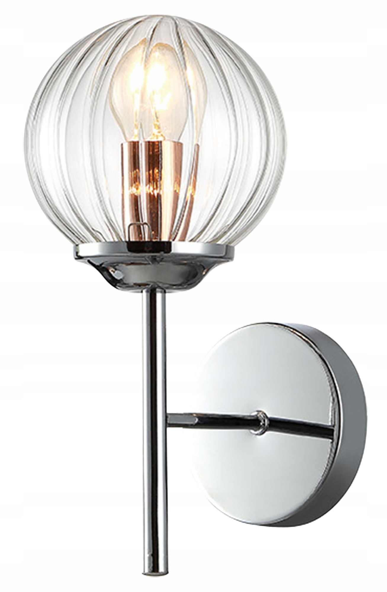 Nástěnné Svítidlo Chrom Měď Lampa nástěnná 40W E14 skleněná