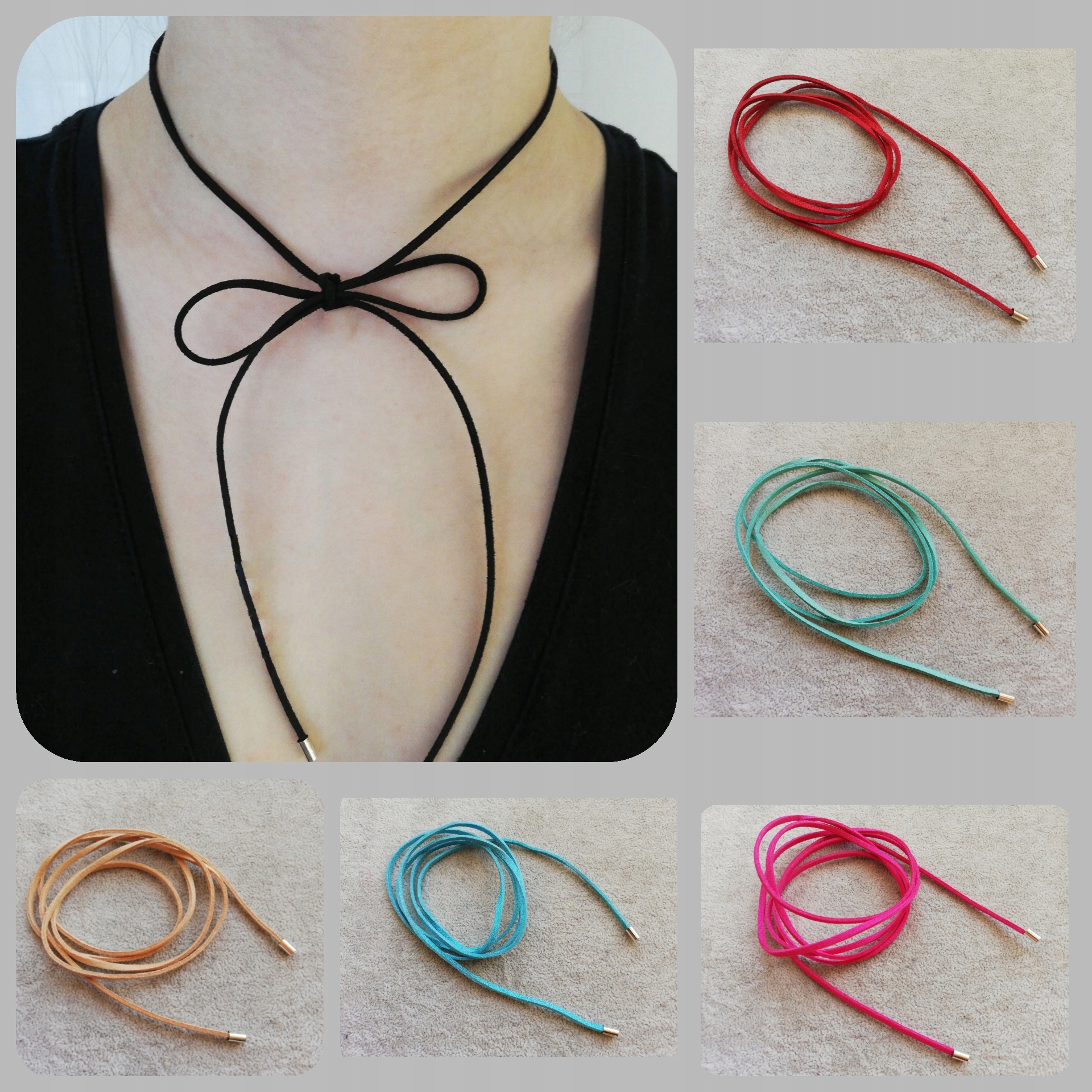 

Pakiet Chokerów 7 Kolorów kokardka sznurówka