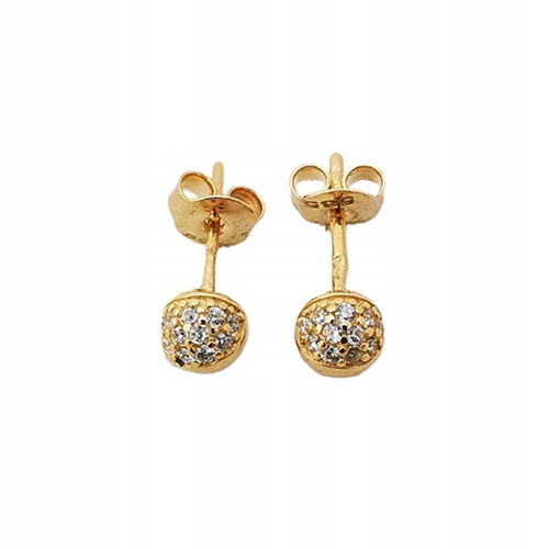 Zlaté náušnice s kuličkami a zirkony