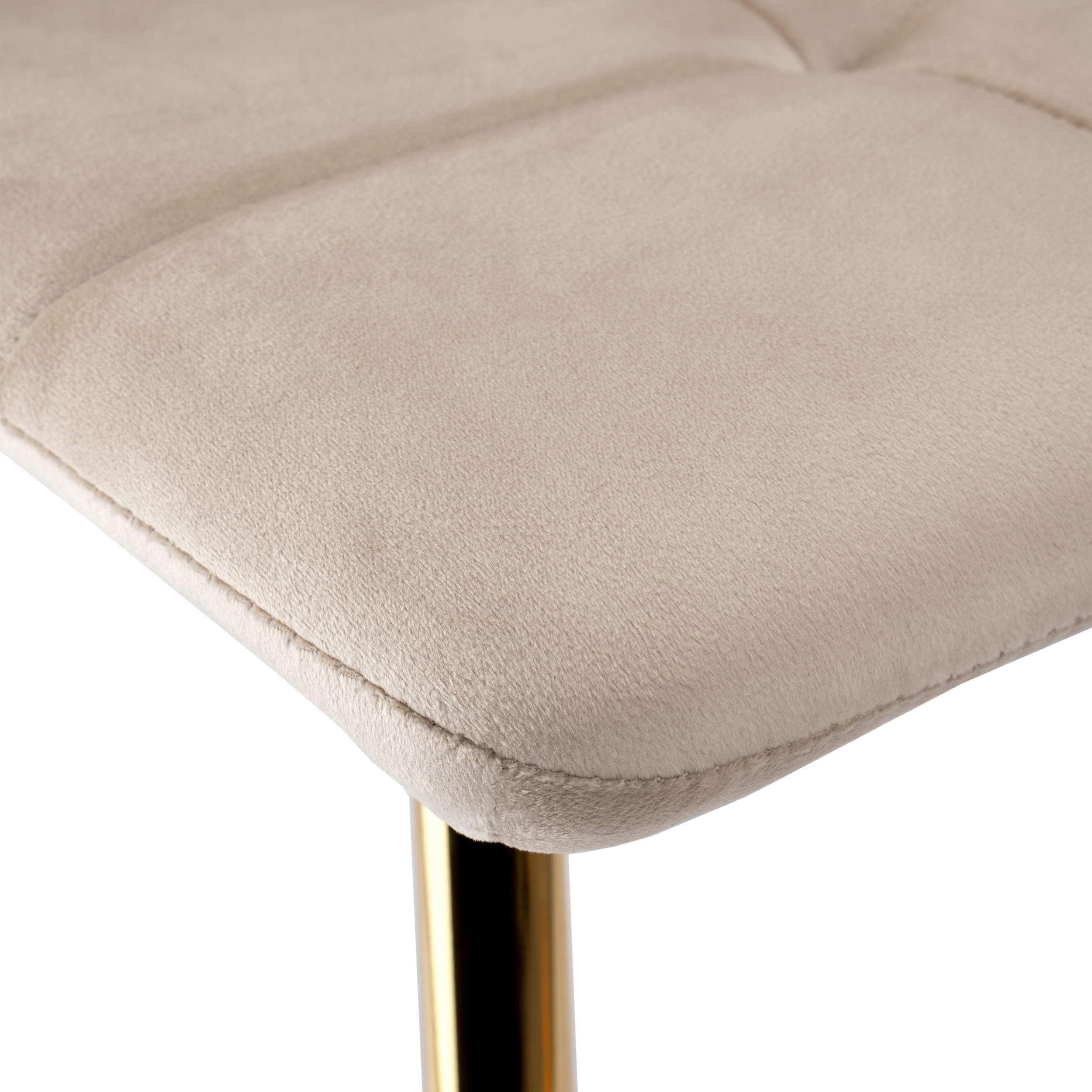 KRZESŁO PIKOWANE WELUROWE BEŻOWE TAPIECROWANE KUCHENNE DO SALONU JADALNI Wysokość siedziska 49 cm