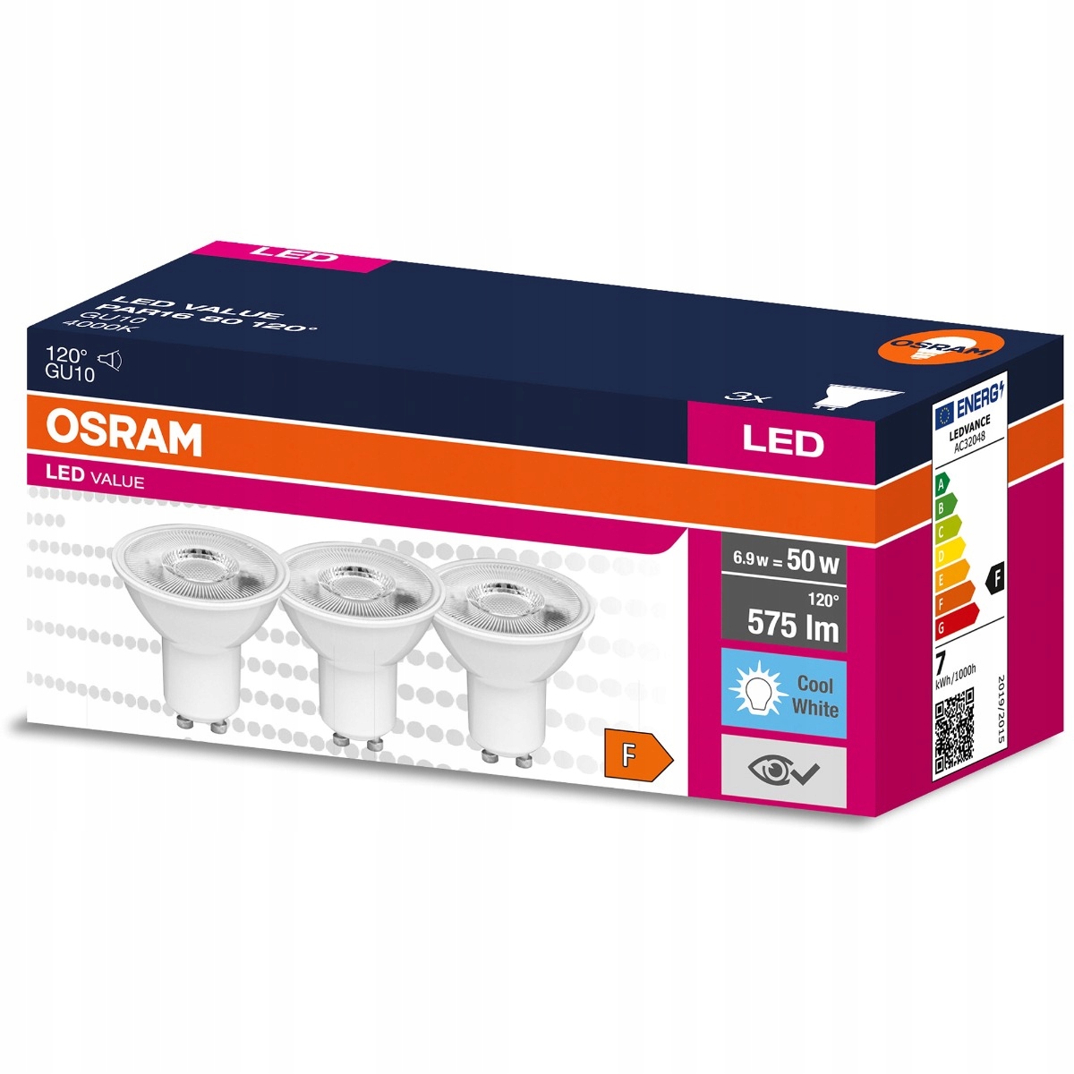 

3x Żarówka Led GU10 6,9W 50W 4000K 120° Osram