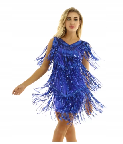 Sukienka Do Tańca Damska Latino Strój Chabrowa Z Frędzlami M 2687
