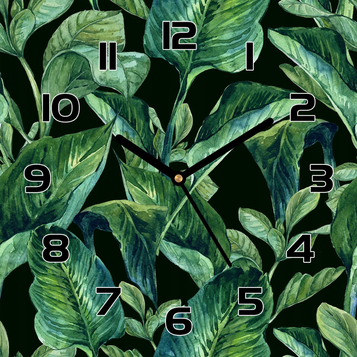 

Szklany zegar Akwarela tropikalne liście 30x30 cm