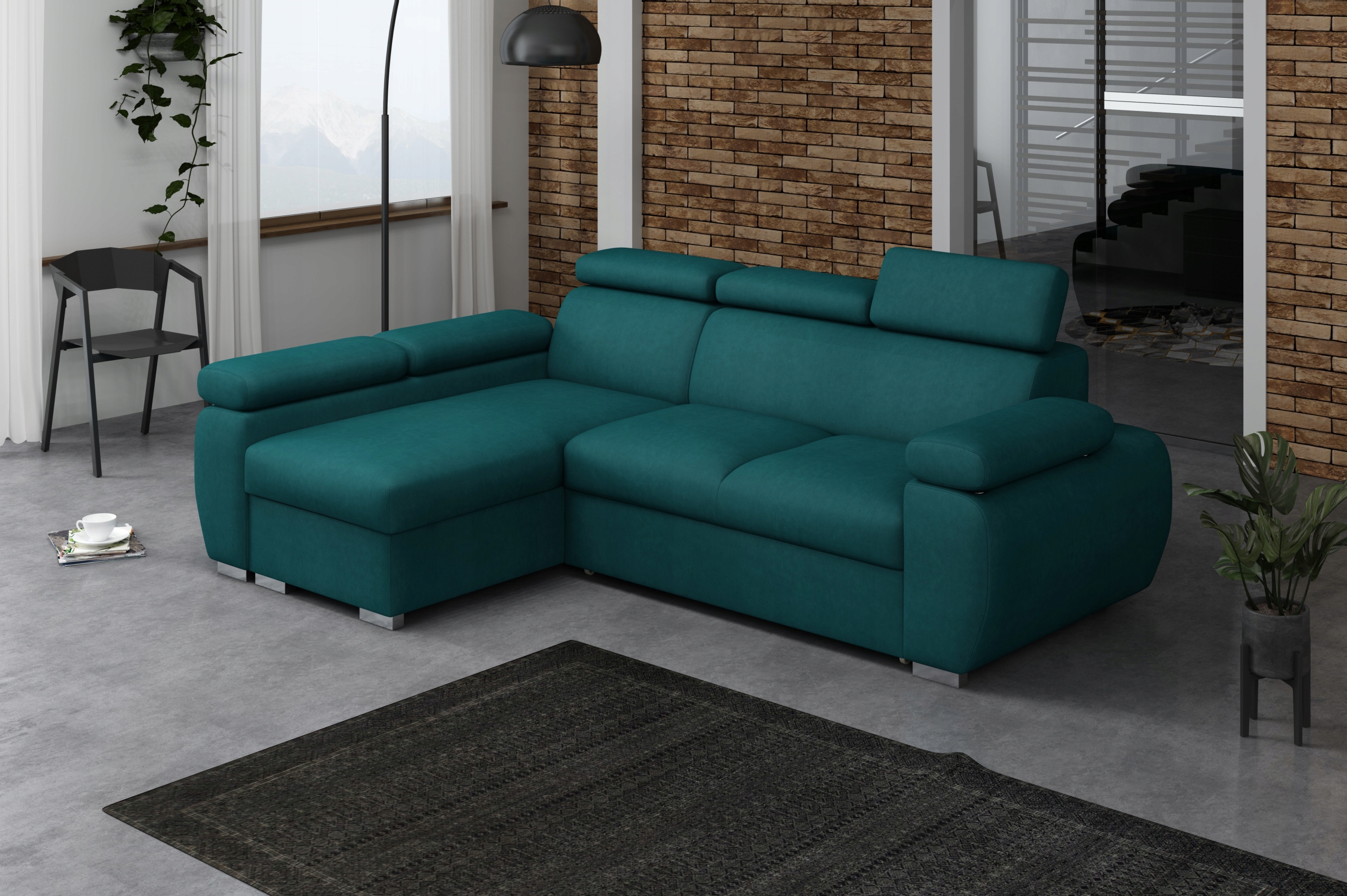 narożnik PORTLAND I kanapa narożna z zagłówkami Orientacja lewostronny