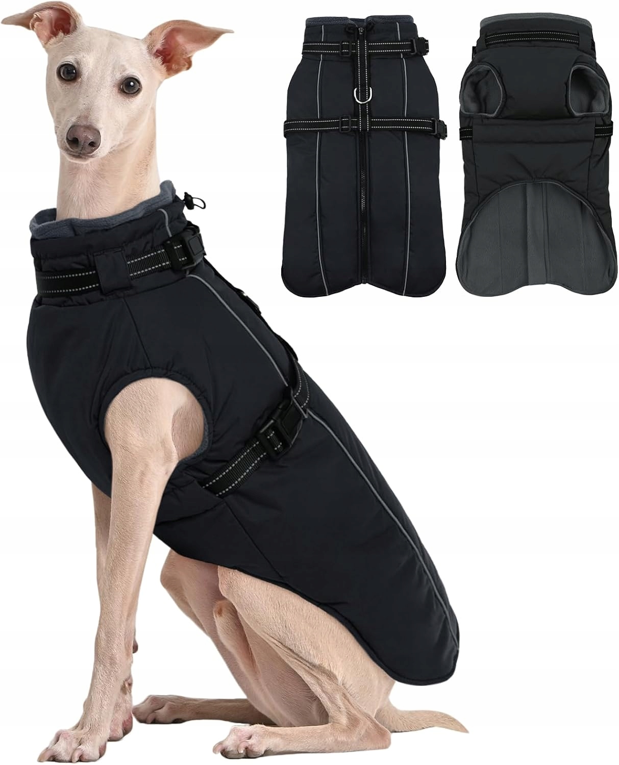 Levně Kuoser zimní bunda s fleecem pro velkého psa voděodolná s ramenními popruhy 2XL