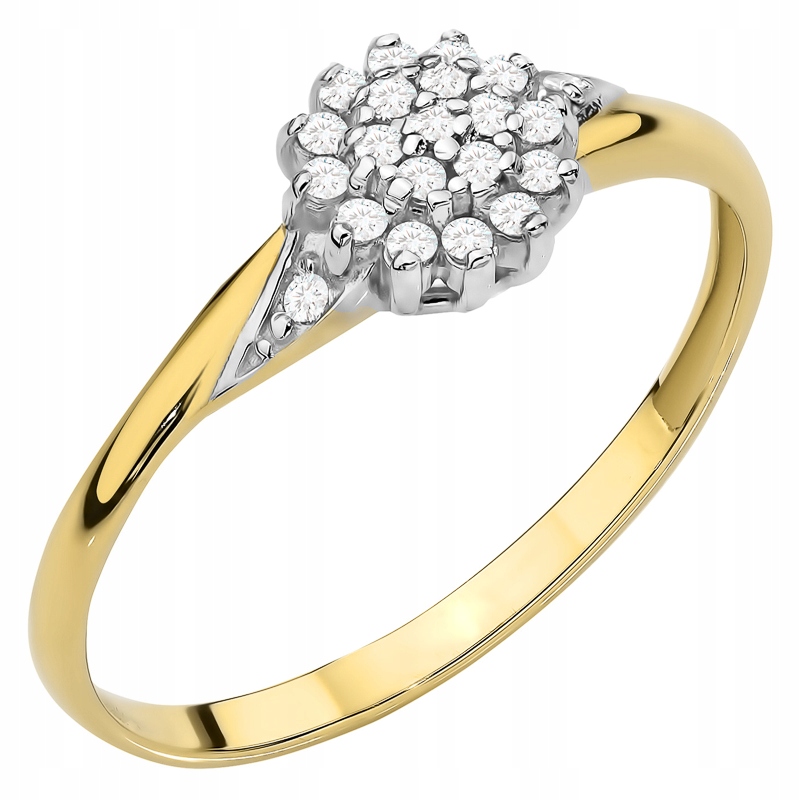 Zlatý Prstýnek pr. 585 s zirkony Vícekamenná květina 14k vel.13