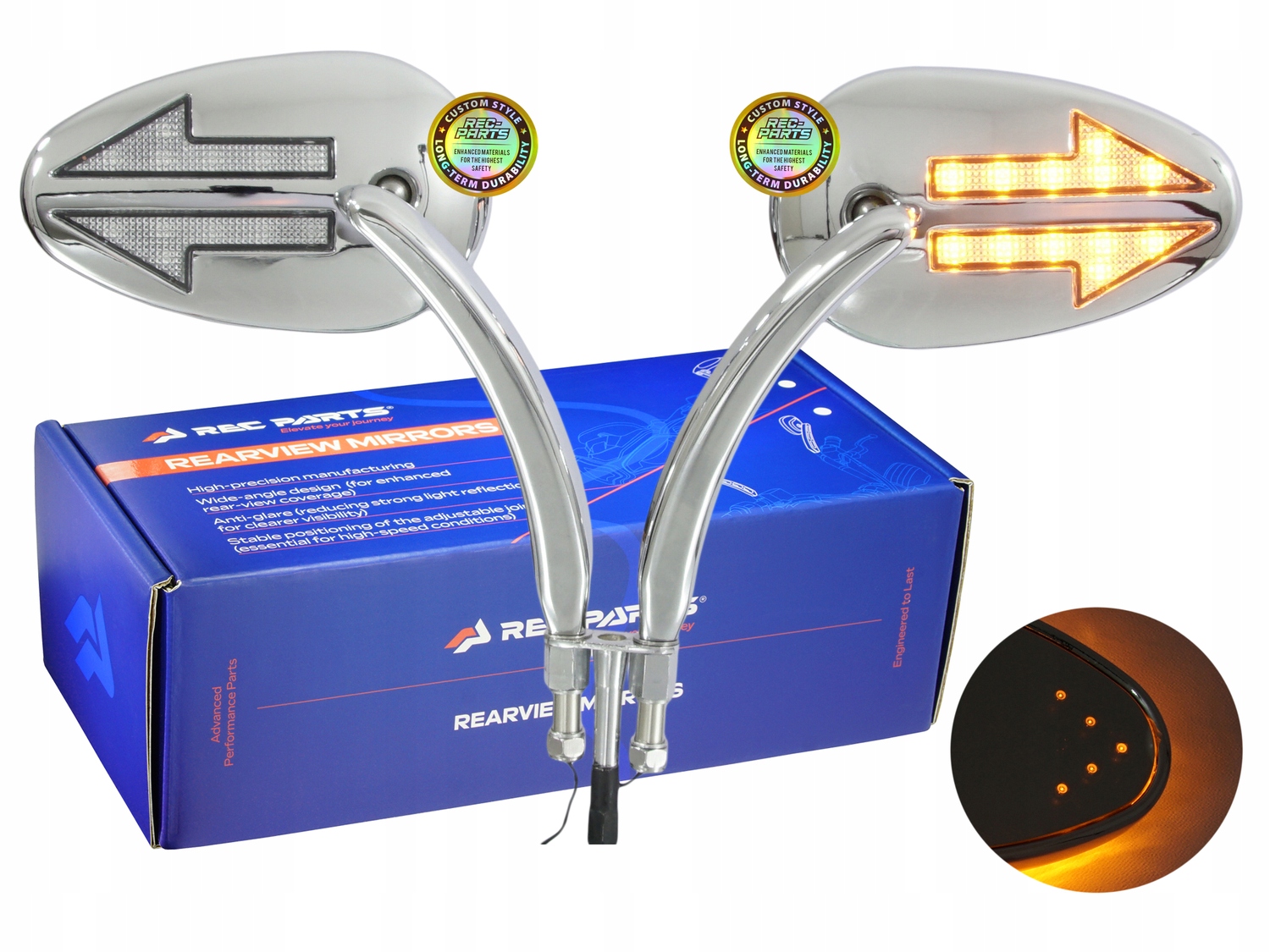 chrómové zrkadlá smerovky pre Harley Touring Electra Softail 82-24