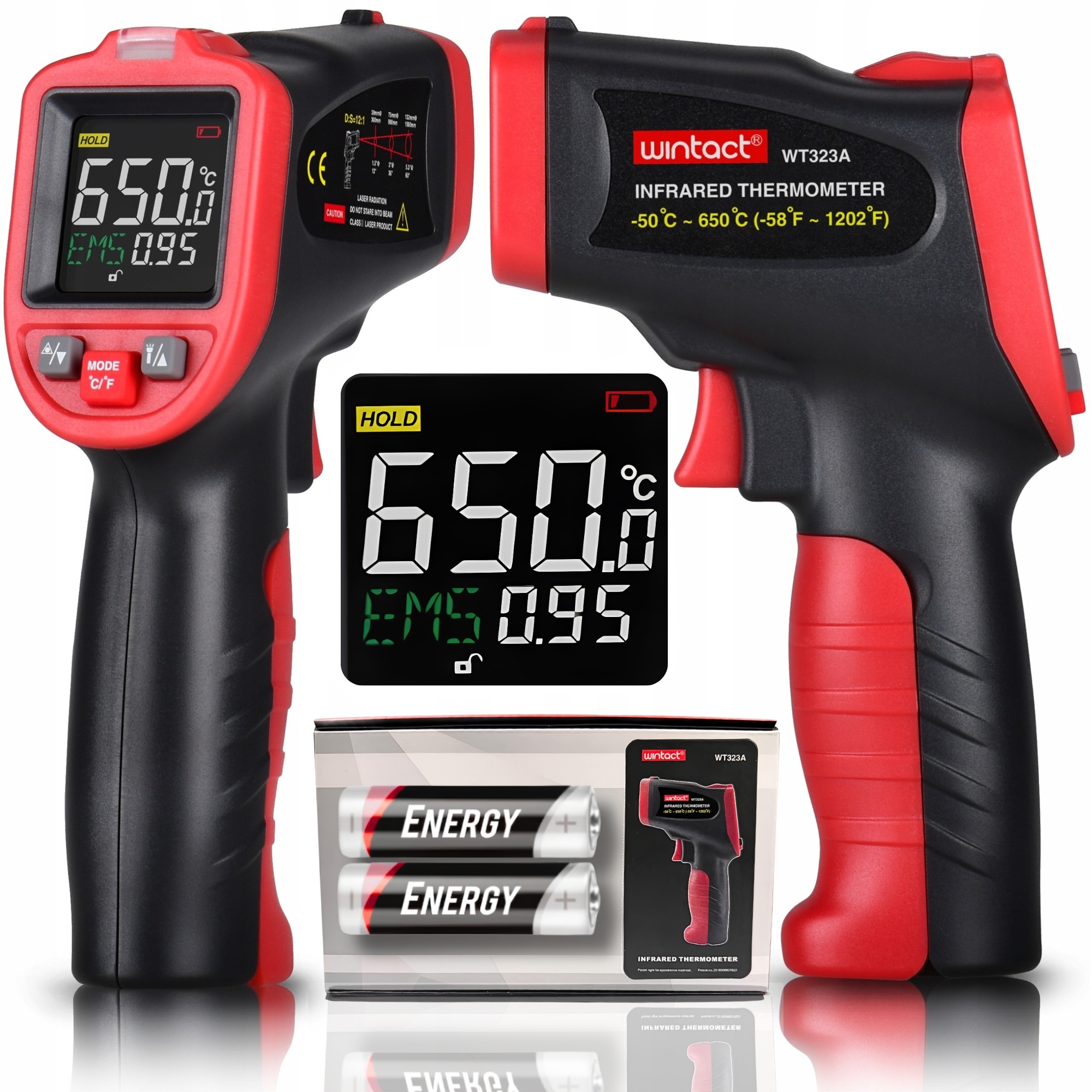 Pirometr Laserowy Termometr Na Podczerwień Bezdotykowy Emisyjność -50+650°C