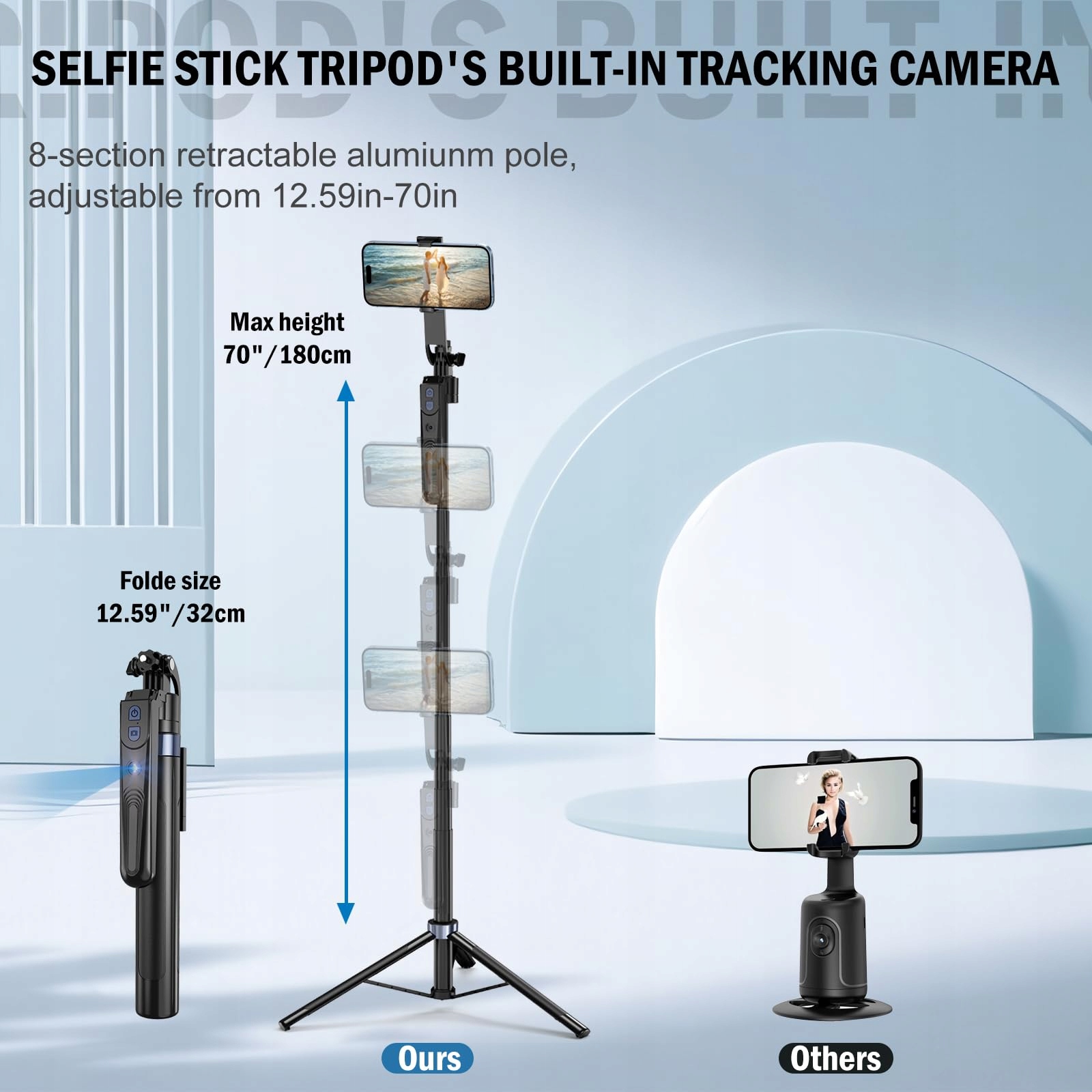 AUTO Face Tracking 360° Selfie Stick Do Telefonu iPhone — miniatura 4