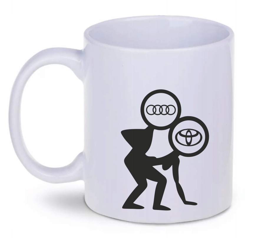 Kubek 330ml biały D195 AUDI VS TOYOTA CAR