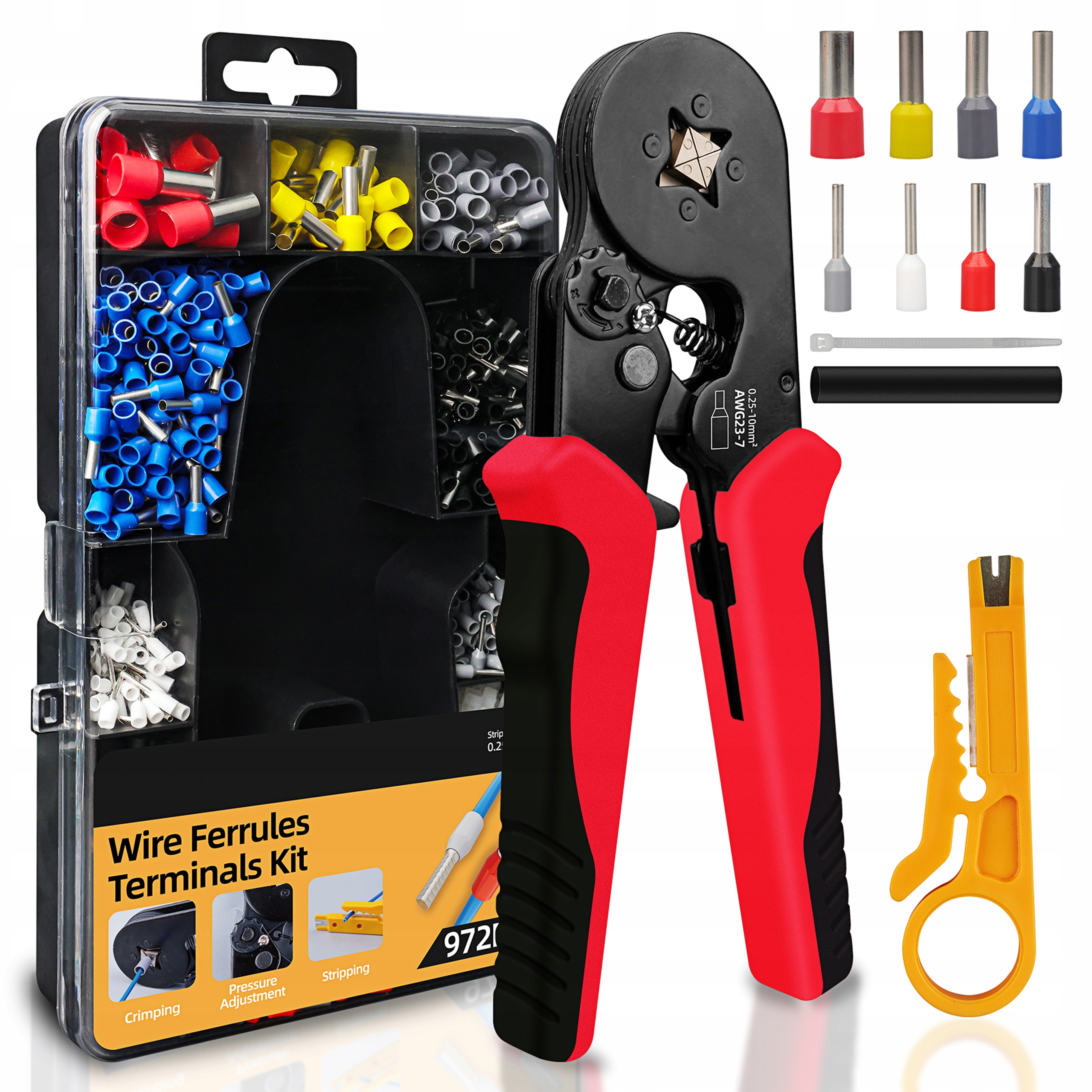 ZACISKARKA DO TULEJEK KONEKTORÓW PRZEWODÓW ZESTAW PRASKA + 1270 SZT TULEJKA