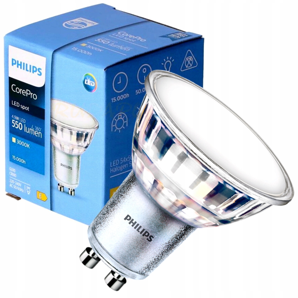 

Żarówka Led GU10 Philips 4,9W 550lm 3000K ciepła