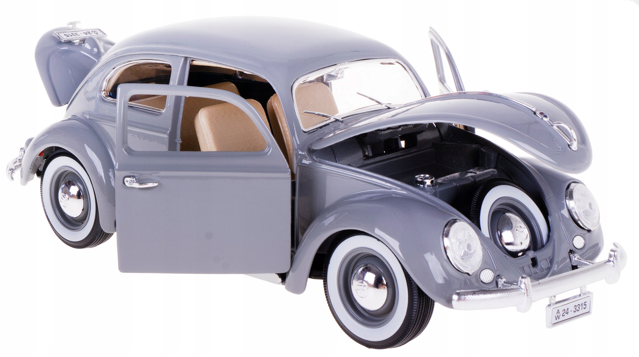 1955 Vw Kafer Beetle Model Kov Bburago 1:18 Šedý