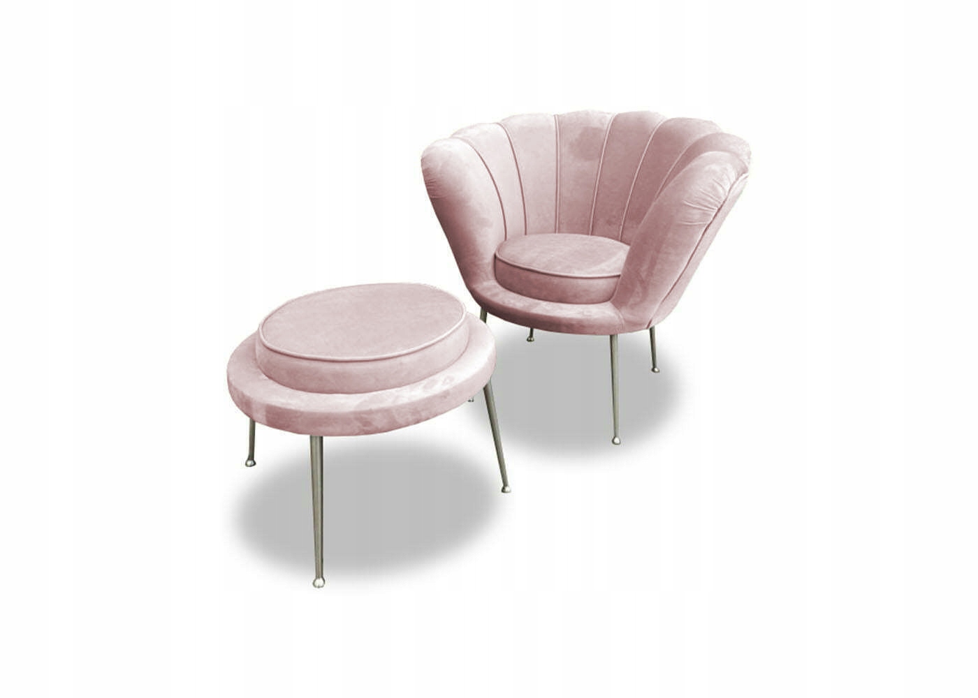 Fotel muszelka Glamour + podnóżek PLAMOODPORNY