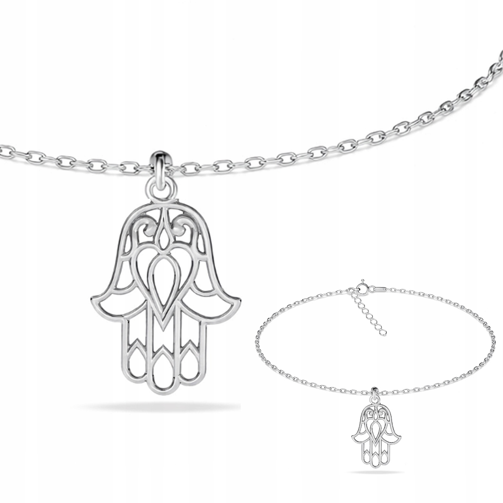 Ruka Fatimy Hamsa Stříbrný náramek ankr stříbro 925