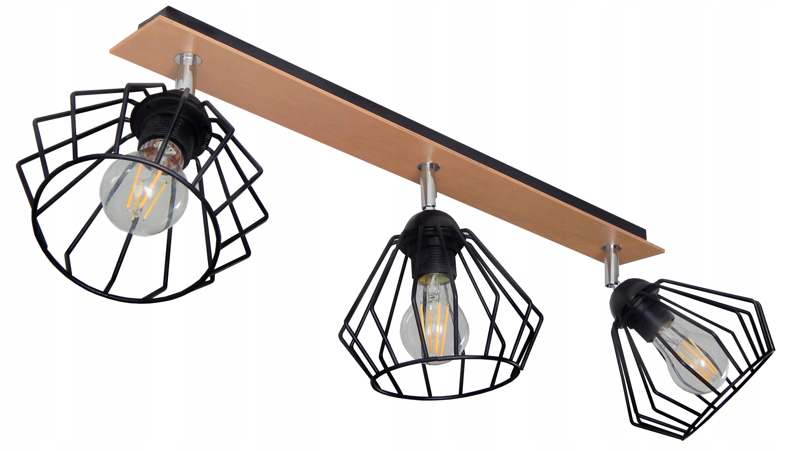 Lampa Stropní Svítidlo Stropní 015-3PR Led Dřevo Drátěnka
