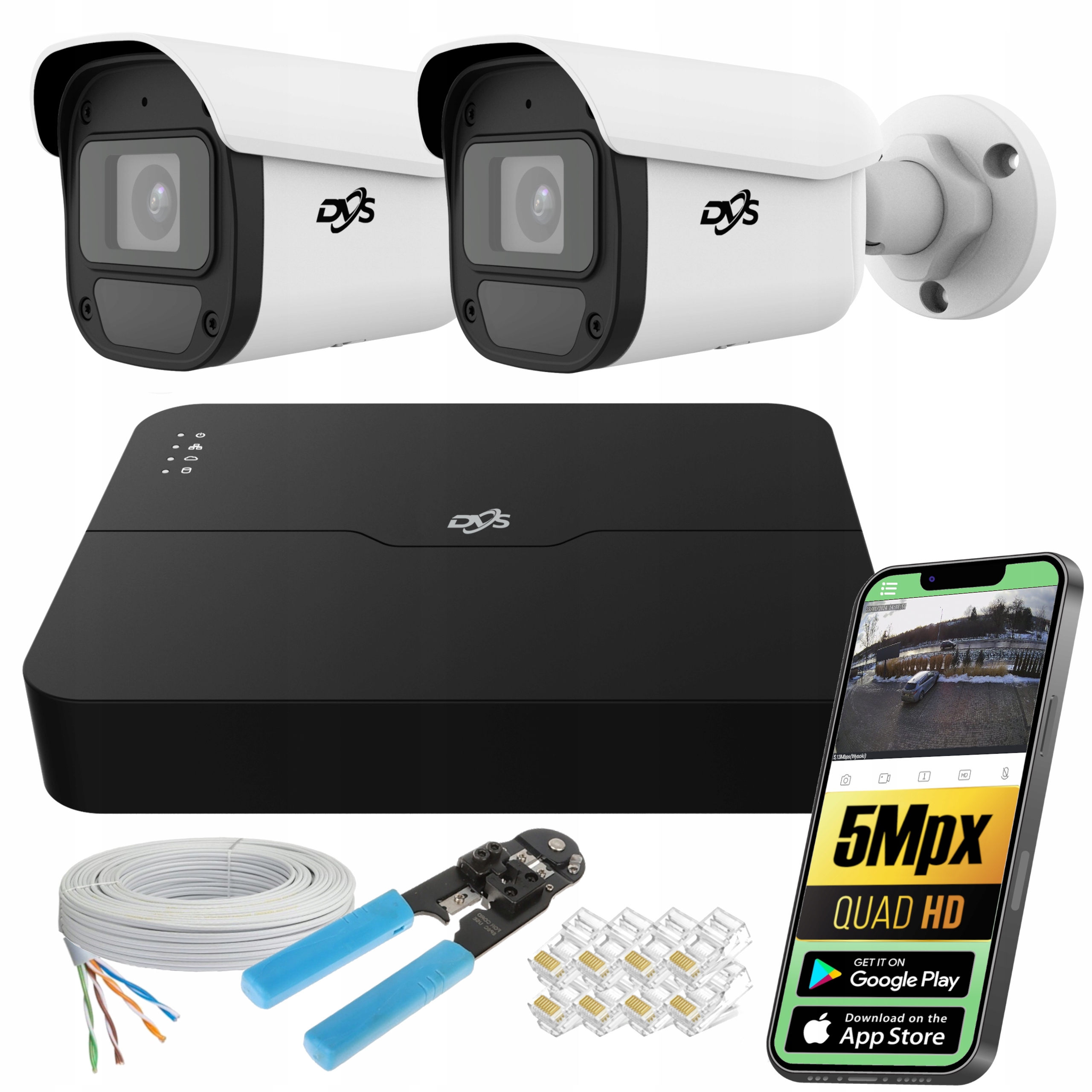 Set Na Monitorovanie Domu 5Mpx Ip Poe 2 Vonkajšie Kamery Dvs Detekcia