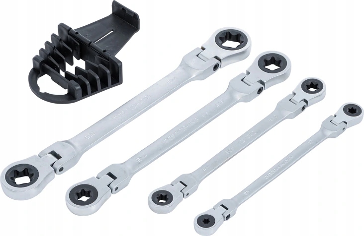 Očkové račňové kľúče E-torx E6-E24, s kĺbom, súprava 4 diely Bgs 71028