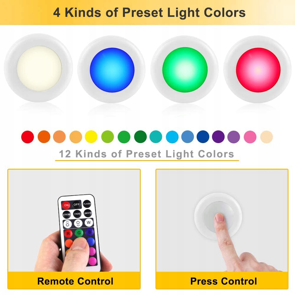 6x LAMPKA BEZPRZEWODOWA LAMPA LED NA BATERIE PILOT Maksymalna moc pojedynczego źródła światła 1 W