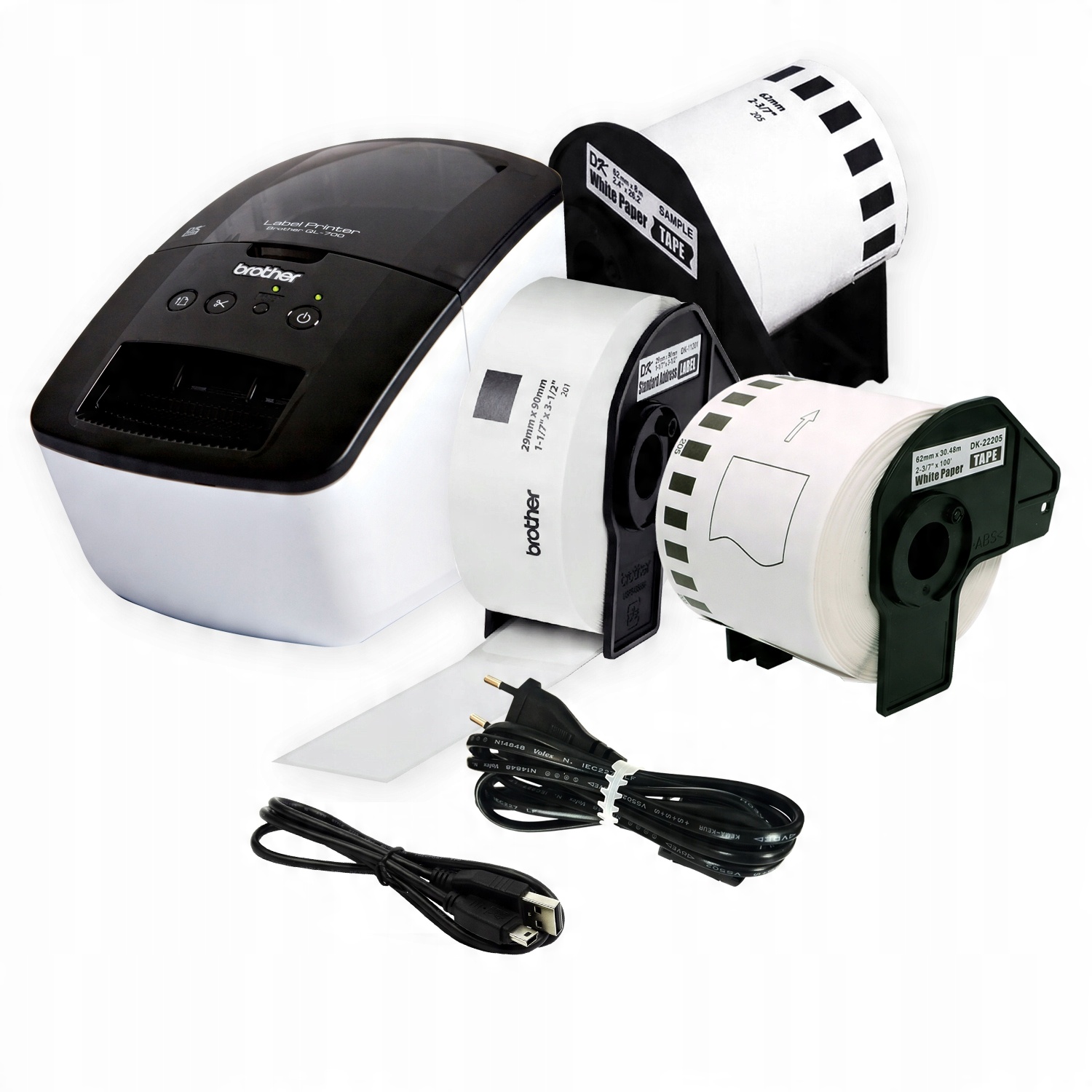 

Drukarka Brother QL-700 szybka 3 taśmy Dk