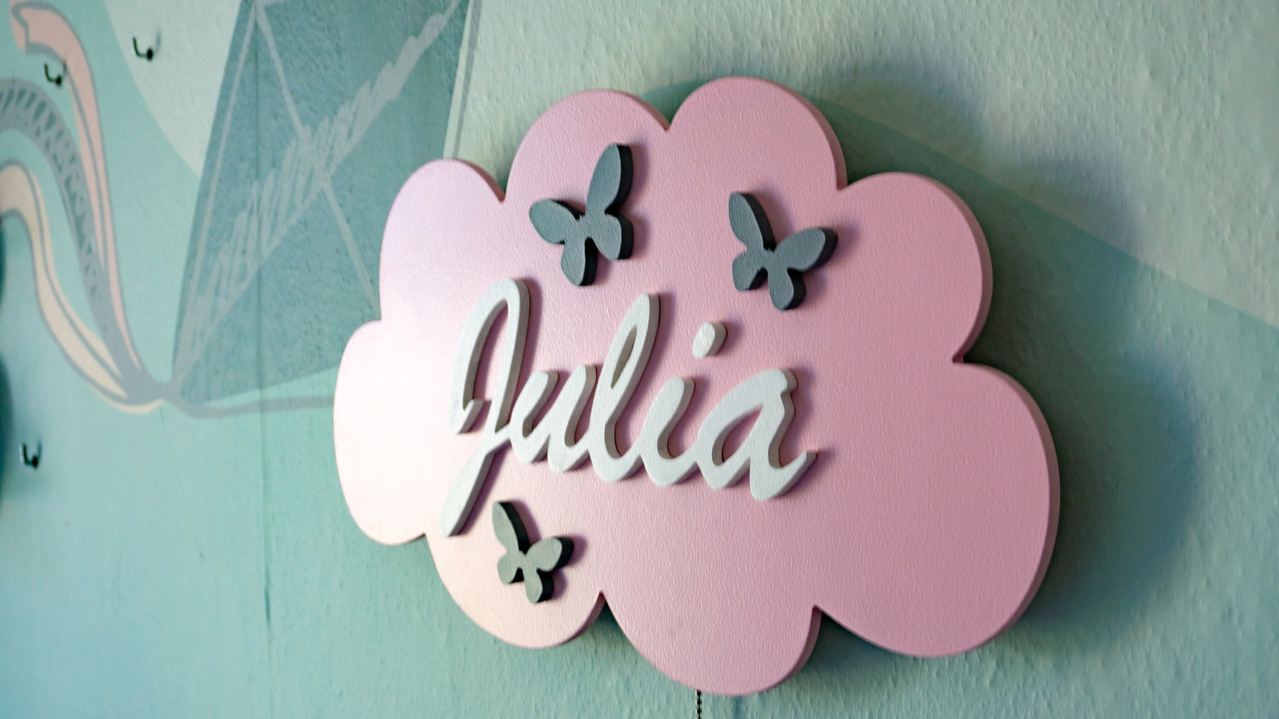 Lampka nocna chmurka z imieniem LED na baterie personalizowana dla dziecka Długość/wysokość 49 cm