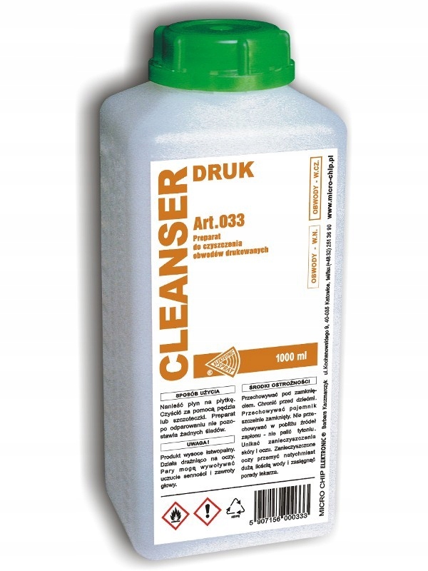 

Cleanser druk 1l, płyn do czyszczenia płytek druk.