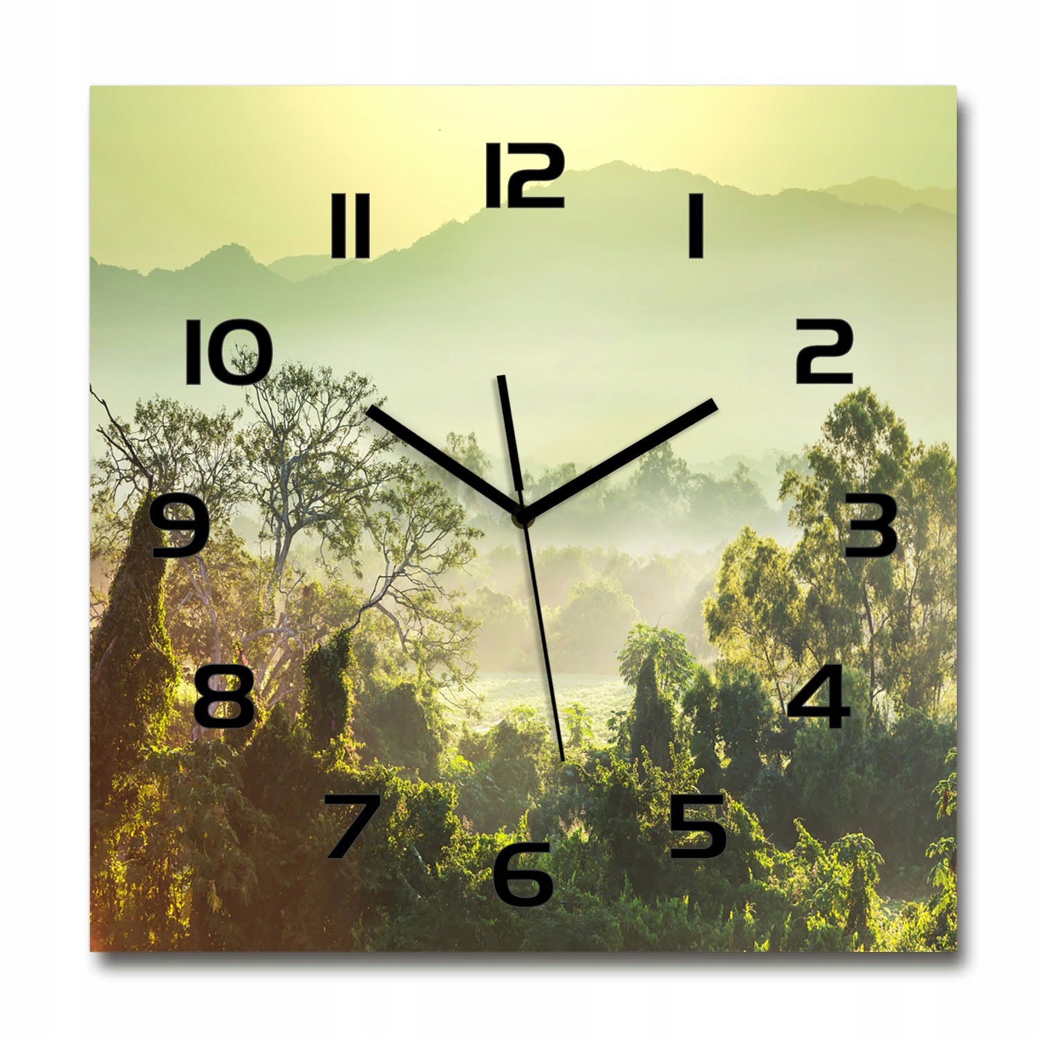 

Szklany kwadratowy zegar z nadrukiem Dżungla 60x60