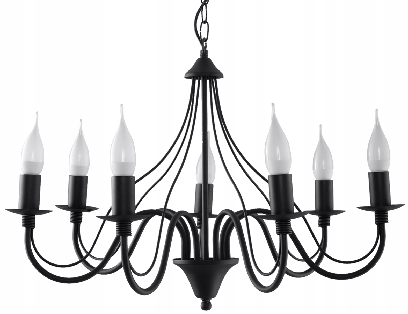 Żyrandol czarny klasyczny ze zdobieniami do salonu sypialni duży 7xE14