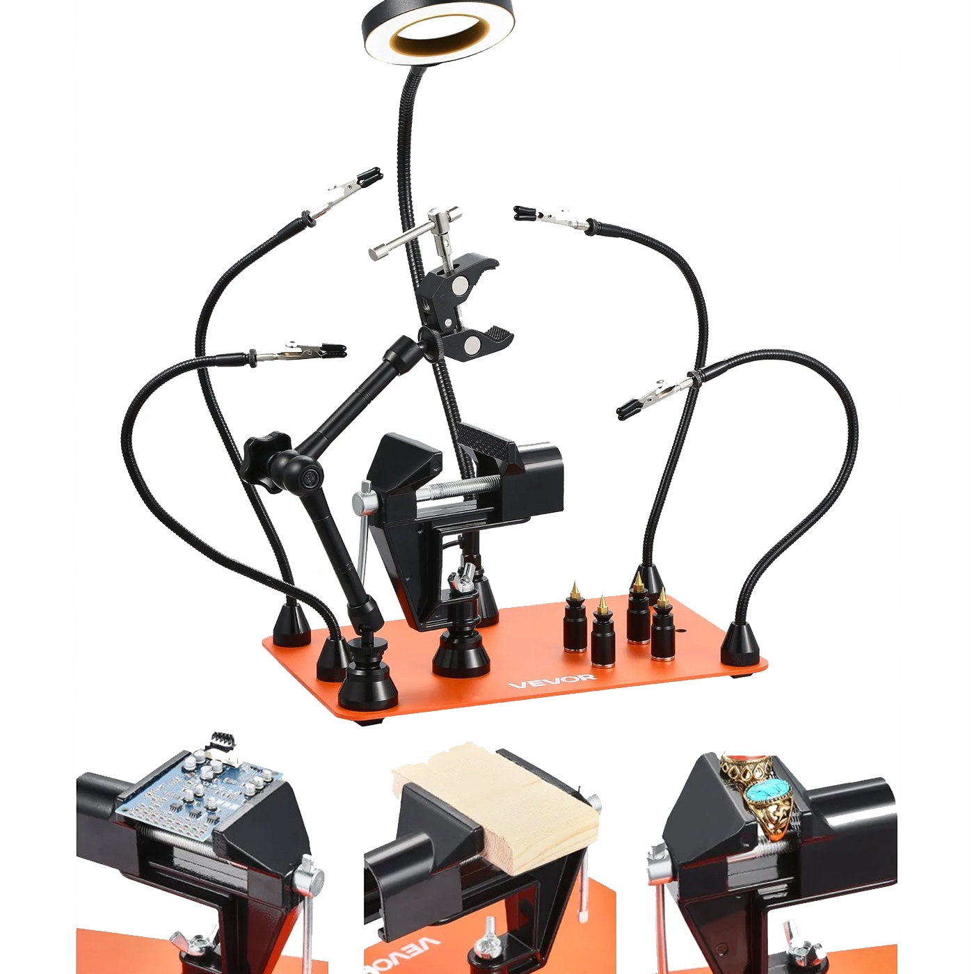Trzecia Ręka Uchwyt Magnetyczny Stacja Lutownicza Lupa LED Imadło PCB