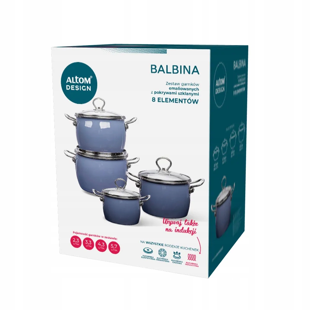 Súprava hrncov , indukcia plyn Altom Design Balbina, modrá, 8 ks