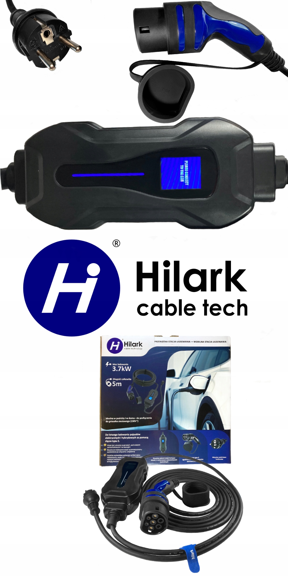 Przenośna ładowarka samochodowa do elektryków i hybryd 5m 3.7kW 16A Napięcie 230 V
