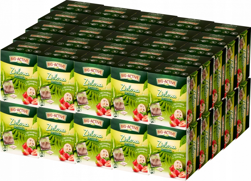 Big Active herbata Zielona Z Truskawką I Graviolą 20 Kopert x50