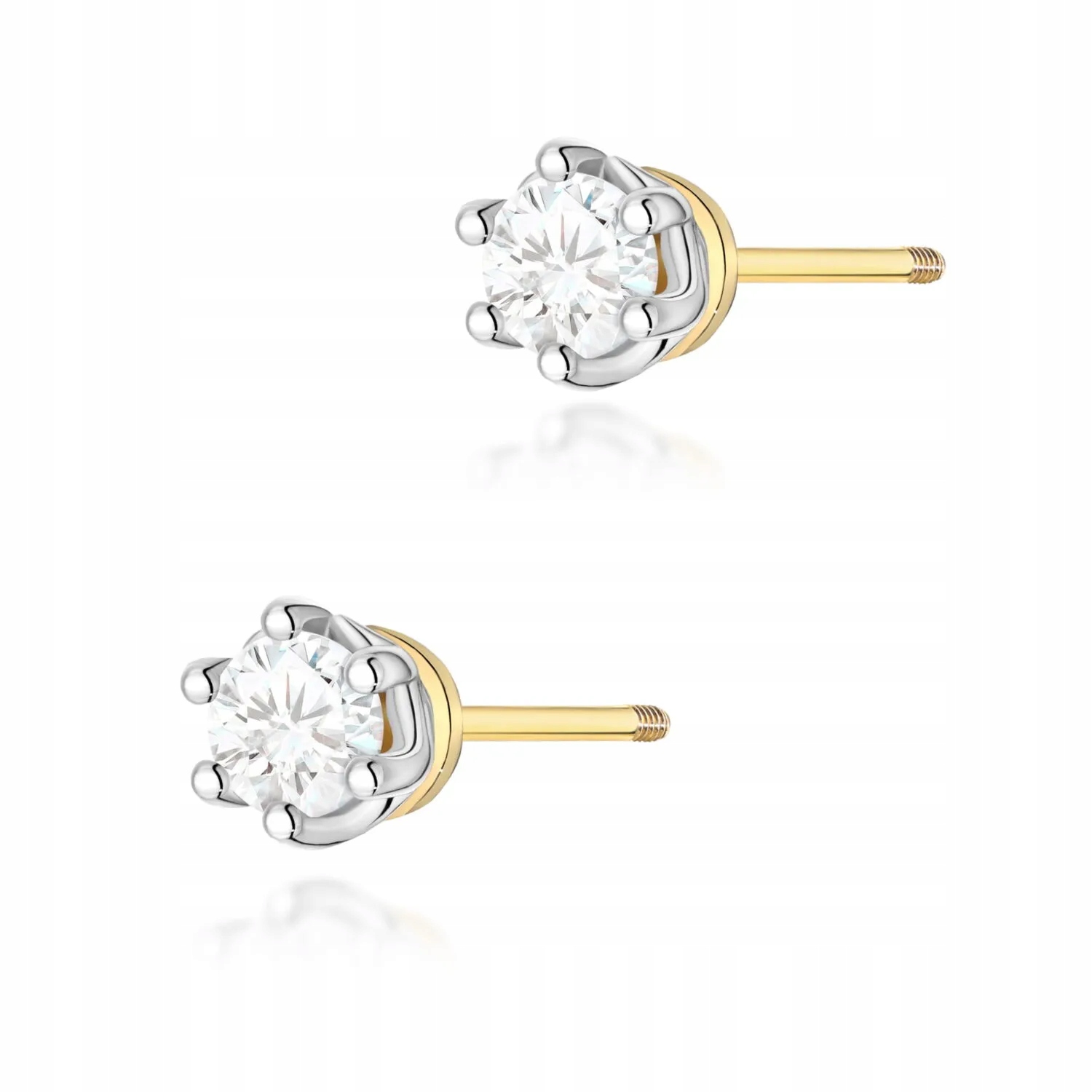 Złote kolczyki z brylantami diamenty 2 x 0,40ct żółte złoto sztyft zakręcan