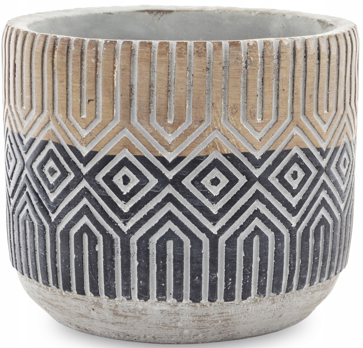 Osłonka cementowa boho geometryczna brąz